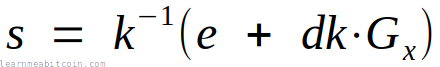 ECDSA sign equation.