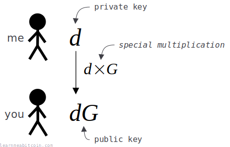 Diagram showing a private key and public key being generated as the starting point for creating a Schnorr signature.